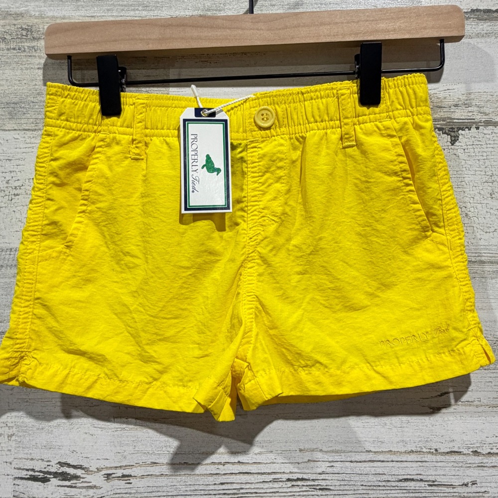 Properly Tied Suzy Short Girls YM Yellow Nylon Mesh Lined Preppy NWT